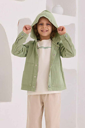 Miniğimin Cicileri Basic Kapüşonlu Cepli Ceketli Erkek Çocuk Lüx 3 lü Takım - Yeşil