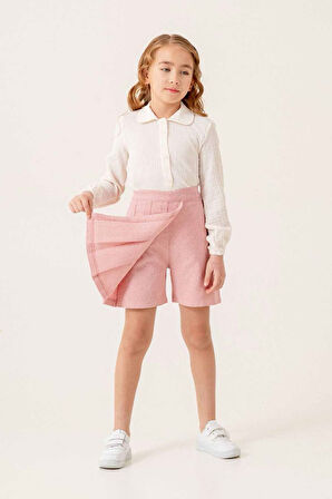 Miniğimin Cicileri Triko Süveterli Şort Etekli Kız Çocuk 3 lü Takım - Pembe