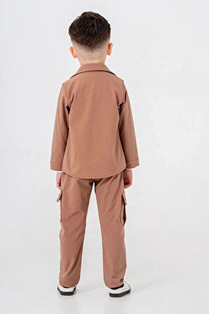 Miniğimin Cicileri Paraşüt Esnek Brokly Baskılı Erkek Çocuk 3 lü Takım - Kahverengi