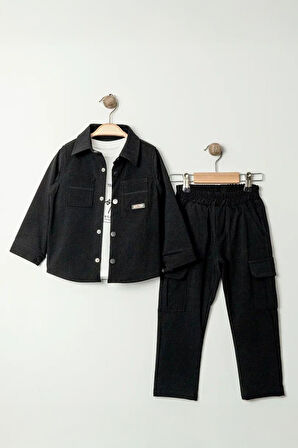 Miniğimin Cicileri Paraşüt Esnek Brokly Baskılı Erkek Çocuk 3 lü Takım - Siyah