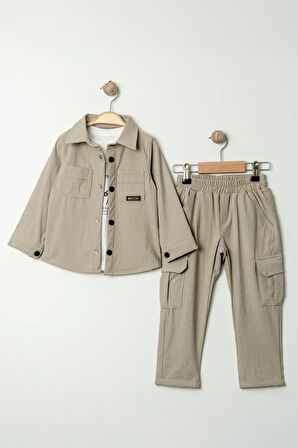 Miniğimin Cicileri Paraşüt Esnek Brokly Baskılı Erkek Çocuk 3 lü Takım - Taş