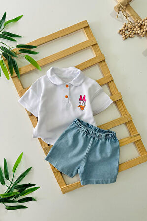 Miniğimin Cicileri Lacost Mnn Mck Pano Desenli Unisex Bebe Pamuklu Takım - Beyaz