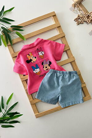 Miniğimin Cicileri Lacost Mnn Mck Pano Desenli Unisex Bebe Pamuklu Takım - Pembe