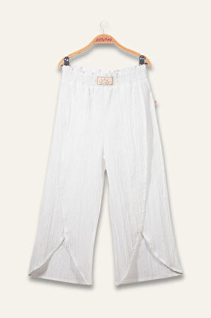 Miniğimin Cicileri Kolsuz Crop Üst ve Yırtmaçlı Bol Paça Kız Çocuk Takım - Turuncu