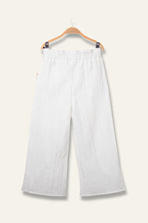 Miniğimin Cicileri Kolsuz Crop Üst ve Yırtmaçlı Bol Paça Kız Çocuk Takım - Turuncu