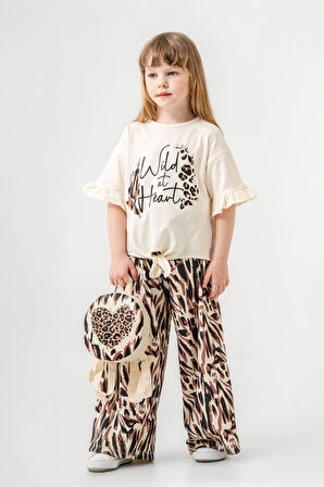 Miniğimin Cicileri Wild At Hard Karışık Desenli Kız Çocuk Çantalı 3 Lü Takım - Krem