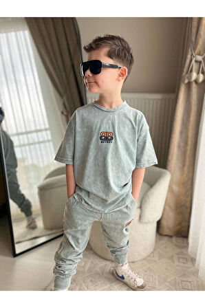 Miniğimin Cicileri Yıkamalı Bb Baskılı Erkek Çocuk 2 li  Takım - Gri