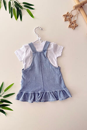 Miniğimin Cicileri Tavşan İşleme Detaylı Kız Bebe Jile Takım - Mavi