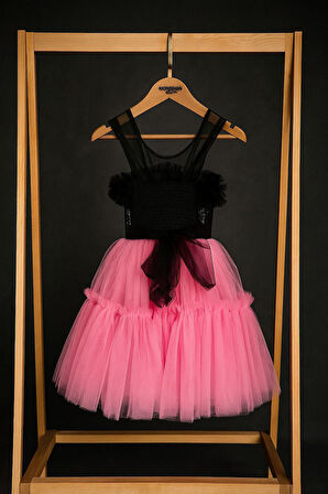 Miniğimin Cicileri Barbie Payet Detaylı Kız Çocuk Elbise - Açık Pembe