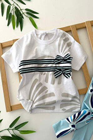 Miniğimin Cicileri Fiyonk Detaylı Taytlı Kız Çocuk 2 li Takım - Turkuaz