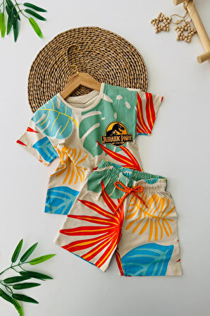 Miniğimin Cicileri Jurrasi Park Renkli Baskılı Erkek Çocuk Takım - Çok Renkli