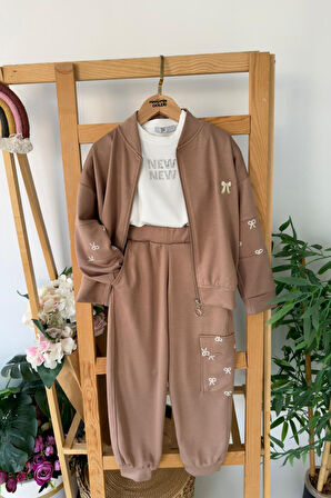 Miniğimin Cicileri Oysho Fiyonk Baskılı Kız Çocuk 2 li Takım - Kahverengi