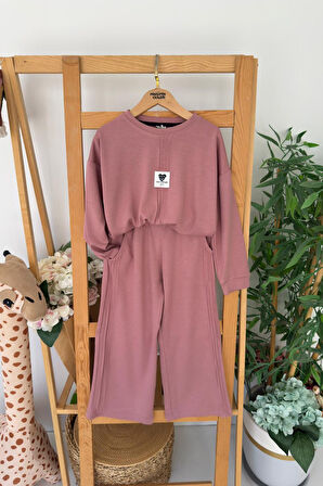 Miniğimin Cicileri Oysho Kalp Arma Detaylı Kız Çocuk 2 li takım - Gül Kurusu