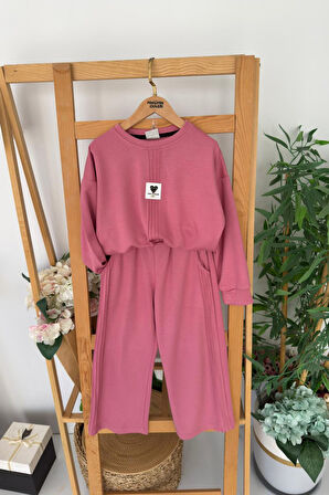 Miniğimin Cicileri Oysho Kalp Arma Detaylı Kız Çocuk 2 li takım - Koyu Pembe