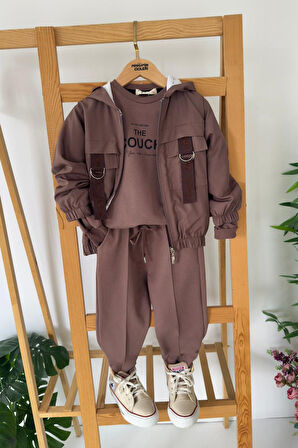 Miniğimin Cicileri The Couch Baskılı Spor Kız Çocuk 3 lü Takım - Acı Kahve