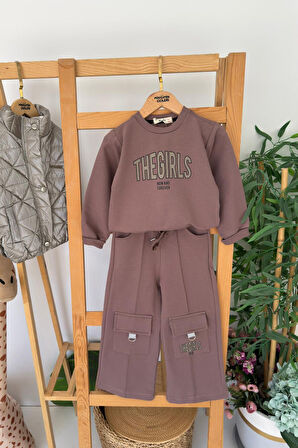 Miniğimin Cicileri Hologram Yelekli The Girls Baskılı 3 lü Kargo Cepli Takım - Gri
