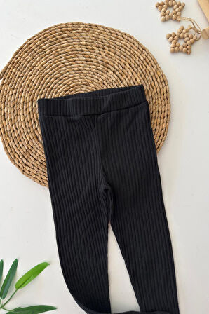 Miniğimin Cicileri Fitilli Mevsimlik Kız Çocuk Tayt - Siyah