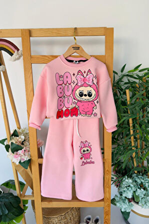 Miniğimin Cicileri Labubu Detaylı Çimalı Kışlık Kız Çocuk Takım - Pembe