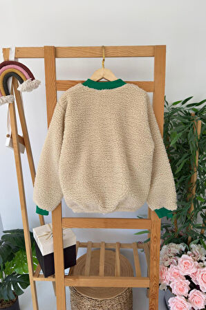 Miniğimin Cicileri V68 İşleme Detaylı Kolej Kışlık Unisex Kuzu Mont - Bej