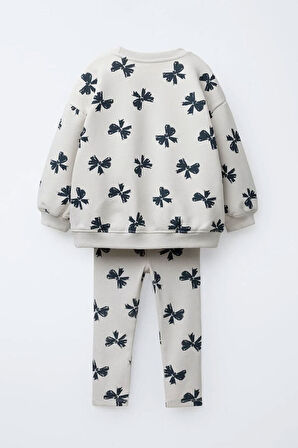 Miniğimin Cicileri Fiyonk Baskılı Kız Çocuk Takım - Beyaz