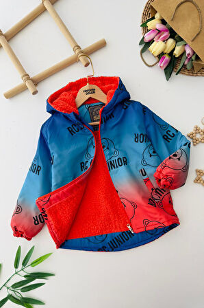 Miniğimin Cicileri RC Ayıcık Karakter Baskılı Erkek Çocuk İçi Welsoft Mevsimlik Mont - Mavi