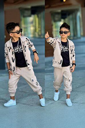 Miniğimin Cicileri The King Ceketli Erkek Çocuk 3 Lü Takım - Bej