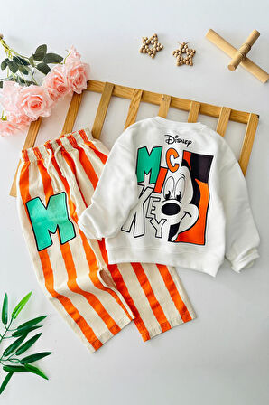 Miniğimin Cicileri Mcky Çizgili Erkek Çocuk Takım - Turuncu