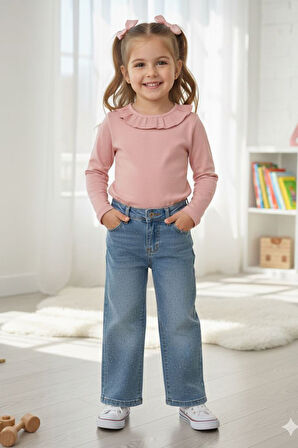 Miniğimin Cicileri Taşlı Kız Çocuk Kot Pantolon - Mavi