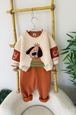 Miniğimin Cicileri Stay Cool Köpek Desenli Erkek Bebek Kışlık Takım - Kiremit