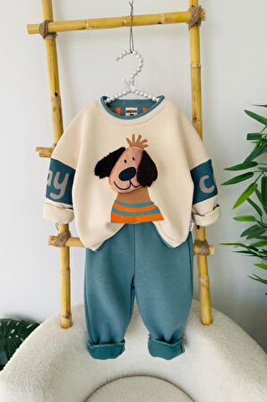 Miniğimin Cicileri Stay Cool Köpek Desenli Erkek Bebek Kışlık Takım - Yeşil