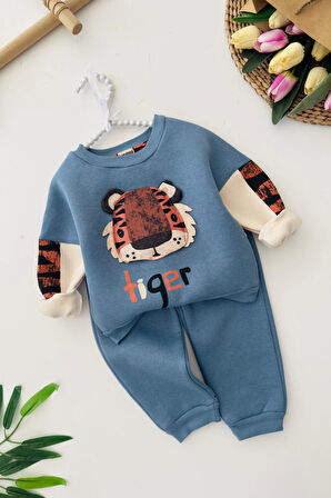 Miniğimin Cicileri Tiger Erkek Çocuk  Bebe Kışlık Takım - indigo