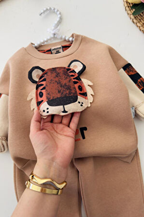 Miniğimin Cicileri Tiger Erkek Çocuk  Bebe Kışlık Takım - Kahve