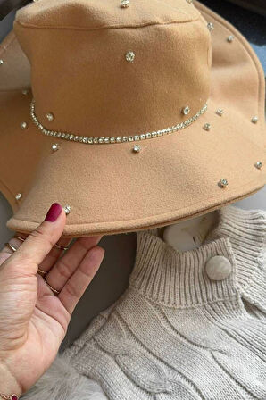 Miniğimin Cicileri Kolları Kürklü Triko 4 parça Kız Çocuk Takım - Camel