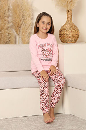 Miniğimin Cicileri Always Leopar Baskılı Kız Çocuk Pijama Takımı - Pembe