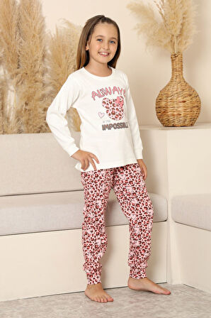 Miniğimin Cicileri Always Leopar Baskılı Kız Çocuk Pijama Takımı - Krem