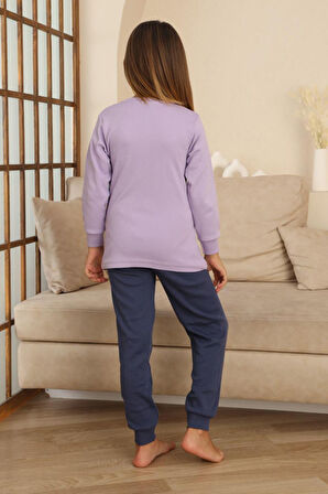 Miniğimin Cicileri Hll Kty Love  Baskılı Kız Çocuk Pijama Takımı - Lila