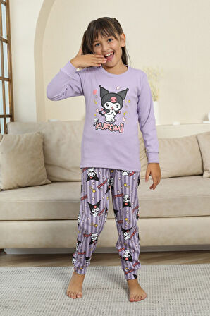 Miniğimin Cicileri Krm Baskılı Kız Çocuk Pijama Takımı - Lila