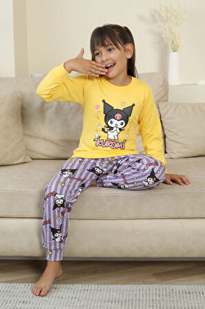 Miniğimin Cicileri Krm Baskılı Kız Çocuk Pijama Takımı - Sarı