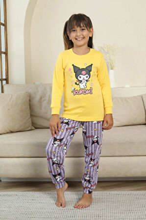 Miniğimin Cicileri Krm Baskılı Kız Çocuk Pijama Takımı - Sarı