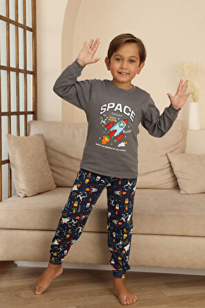 Miniğimin Cicileri Krm Baskılı Kız Çocuk Pijama Takımı - Gri