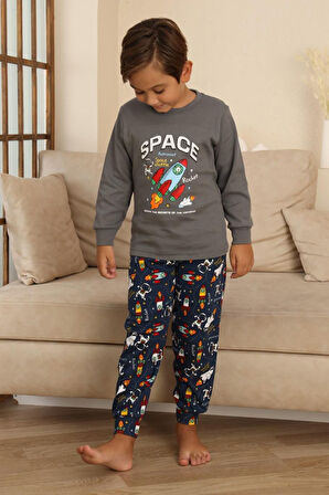 Miniğimin Cicileri Krm Baskılı Kız Çocuk Pijama Takımı - Gri