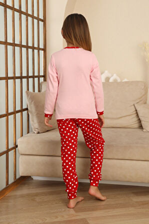 Miniğimin Cicileri Mnn Puantiye Baskılı Kız Çocuk Pijama Takımı - Pembe