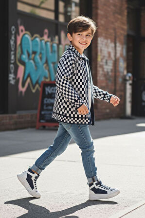 Miniğimin Cicileri Damalı Triko Hırkalı Erkek Çocuk 3 lü Takım - Lacivert