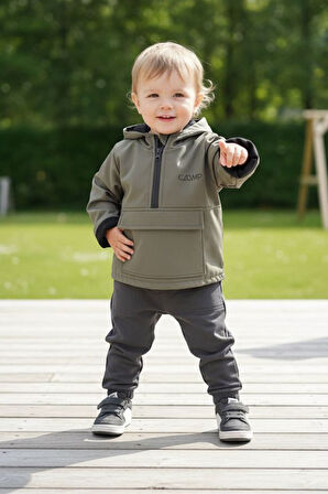 Miniğimin Cicileri Paraşüt Kapüşonlu Erkek Çocuk 2 li Takım - Yeşil