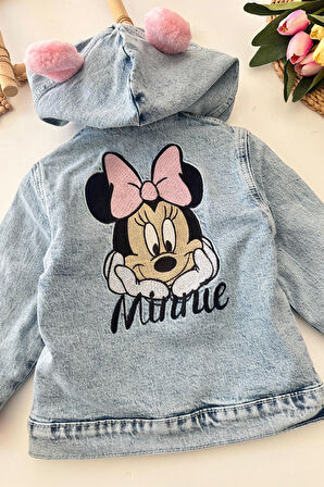 Miniğimin Cicileri Krm İşleme Çift Renk Kapüşonlu Peluş Kız Çocuk Mont - Pembe