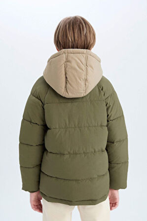 Miniğimin Cicileri Su Geçirmez Kapüşonlu Kışlık Erkek Çocuk Mont - Yeşil