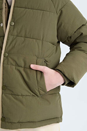 Miniğimin Cicileri Su Geçirmez Kapüşonlu Kışlık Erkek Çocuk Mont - Yeşil