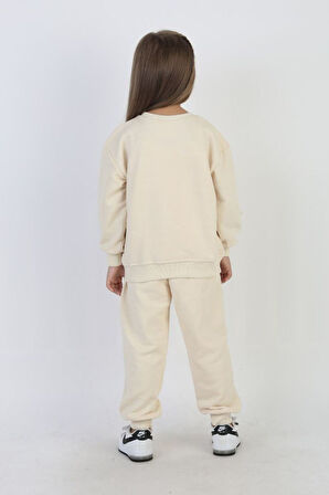 Miniğimin Cicileri Mnn Fiyonk Detaylı Kız Çocuk 2 li Takım - Krem