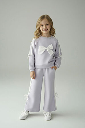 Miniğimin Cicileri Fiyonk Taş Detaylı Kız Çocuk 2 li Takım - Lila