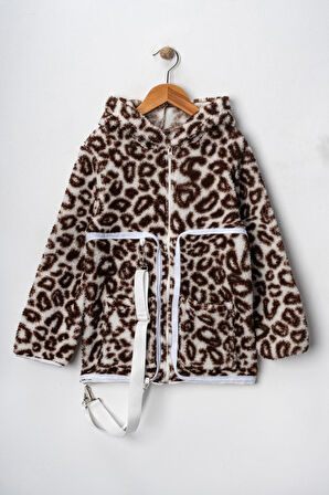 Miniğimin Cicileri Sırt Çantasına Dönüşebilen Peluş Unisex Çocuk  Mont - Kahverengi